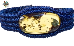 Pulsera Con Ámbar & Tejido Macramé #011 (Azul Marino) - comprar en línea