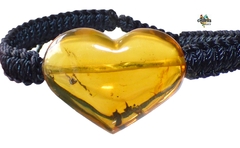 Pulsera con Corazón de Ámbar & Tejido Ajustable (BLK5)
