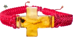 Pulsera Con Cruz De Ámbar & Tejido Ajustable (RD2)