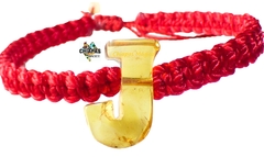 Pulsera Tejida con inicial de ambar "J"