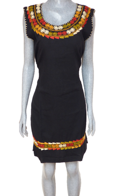 Vestido Bordado A Mano Negro Mod009 (M) en internet