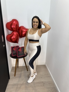 LEGGING BICOLOR CHAMPANHE/PRETO - Nathália Ramos Store