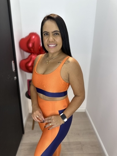 TOP BICOLOR TANGERINA/MARINHO - Nathália Ramos Store