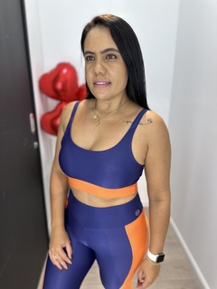 TOP BICOLOR MARINHO/TANGERINA - Nathália Ramos Store