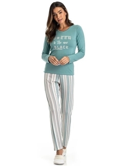 PIJAMA BLUSA LISA SILK CALÇA LISTRADA TOQUE INTIMO REF. 08.01.017