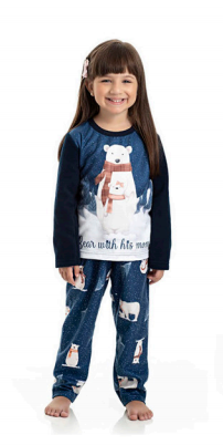 PIJAMA INFANTIL SOFT BLUSA MARINHO CALÇA ESTAMPADA USO REF.08.03.004