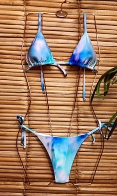 BIQUÍNI CORTININHA TIE DYE AZUL - Yellow Bikini