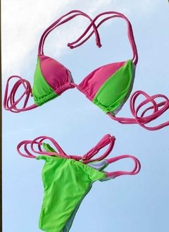 BIQUÍNI BICOLOR ROSA/VERDE - comprar online