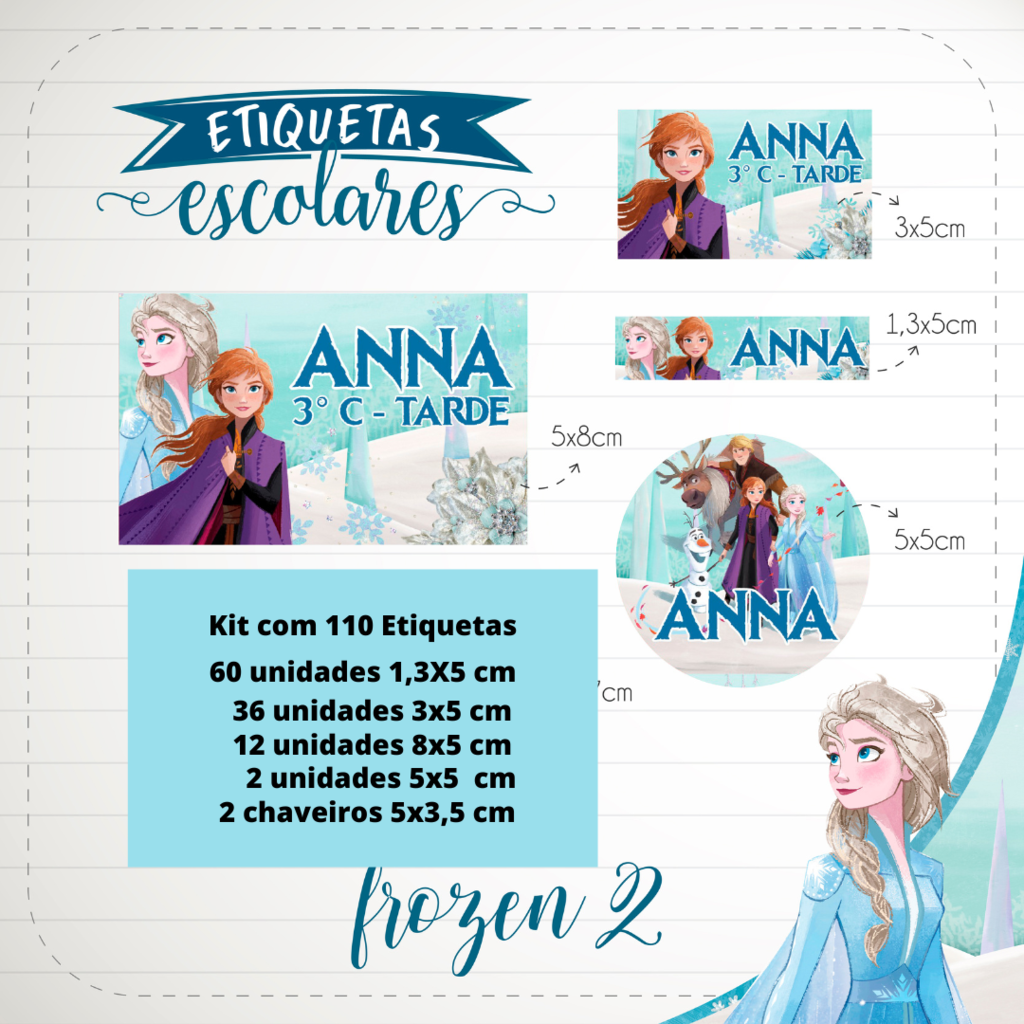 Etiqueta Escolar Nome Personalizado Frozen