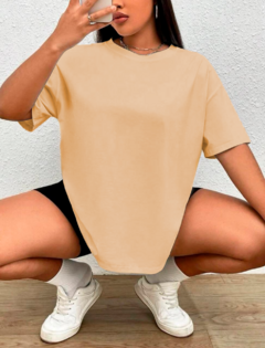 Camiseta Ombro Caído Sólido 100% Algodão T-shirt - loja online