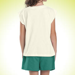 Imagem do CONJUNTO BLUSA EM MEIA MALHA E SHORT-SAIA EM MOLETINHO FEMININO - GRADE 04-06-08-10 - VERDE