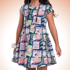 VESTIDO EM MEIA MALHA FEMININO - GRADE 04-06-08 - AZUL - /lojaclubekids