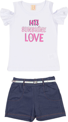 CONJUNTO 2 PÇS HRRADINHOS SUNSHINE LOVE BRANCO