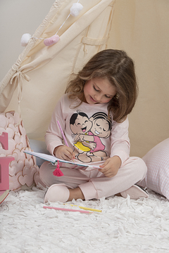 PIJAMA INFANTIL FEMININO MANGA LONGA EM MEIA MALHA ROTATIVO MONICA/MAGALI - comprar online