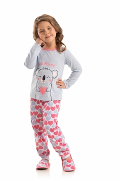 PIJAMA INFANTIL FEMININO MANGA LONGA EM MEIA MALHA ROTATIVO BEST FRIEND