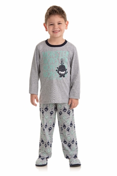 PIJAMA INFANTIL MASCULINO MANGA LONGA EM MEIA MALHA ROTATIVO ROOAR