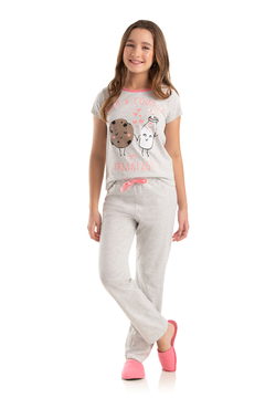 CJ PIJAMA BLUSA M/MALHA BREAKFAST C/ CALCA M/MALHA 10-12-14