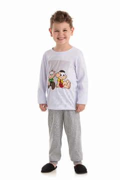 PIJAMA INFANTIL MASCULINO MANGA LONGA EM MEIA MALHA ROTATIVO CASCAO