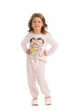 PIJAMA INFANTIL FEMININO MANGA LONGA EM MEIA MALHA ROTATIVO MONICA/MAGALI