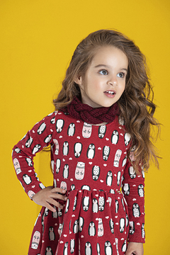 VESTIDO FEM 4-6-8 MOLECOTTON ROTATIVO PINGUIM COM PLAQUINHA - comprar online