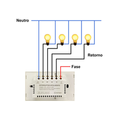 Interruptor Wi-Fi 4x2 - Branco 4 Botões - Outmat