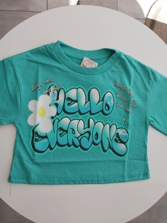 Remera corta Hello