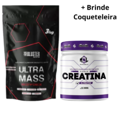 Combo10 - Hipercalorico 3KG Bluster + Creatina 300g MSL