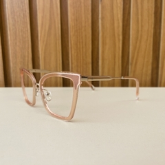 Armação de óculos metal com detalhes em acetato rose MB4711 - Óculos Gama-Armação de Óculos