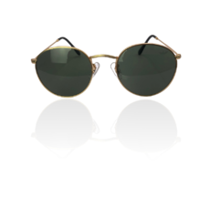 Óculos de sol dourado redondo com lentes verdes 3447