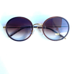 Óculos de sol redondo marrom com dourado 32019 - comprar online