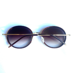 Óculos de sol redondo marrom com dourado 32019 - Óculos Gama-Armação de Óculos