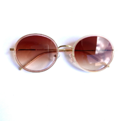 Óculos de sol redondo rosê com dourado 32019 - comprar online