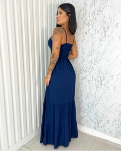 Vestido Bela Longo Azul Marinho na internet