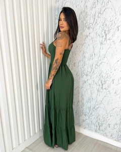 Vestido Bela Longo Verde Militar na internet