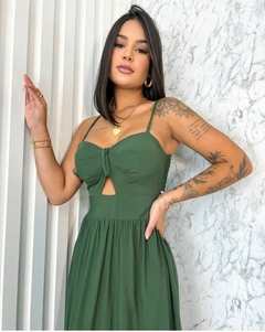 Vestido Bela Longo Verde Militar - comprar online