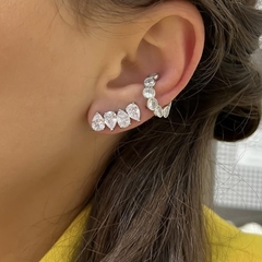 Ear Cuff Gotas Invertidas Cristal no Banho de Ródio Branco - comprar online