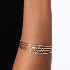 Pulseira Bracelete com Cinco Pontos de Luz no Banho Ouro - comprar online