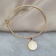 Pulseira Bracelete com Pingente Medalha Oração do Pai Nosso no Banho Ouro