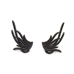 Ear Cuff Asa com Cravação de Zircônias no Banho de Ródio Negro