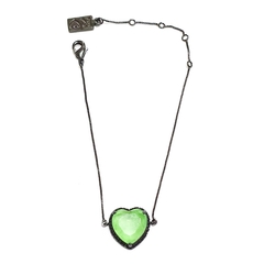 Pulseira Coração Fusion Green Glow Cravejada com Zircônias Negras no Banho de Ródio Negro - comprar online