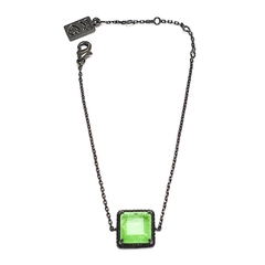 Pulseira Quadrado Fusion Green Glow Cravejada com Zircônias Negras no Banho de Ródio Negro - comprar online