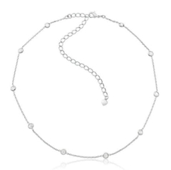 Colar Choker Delicada Pontos de Luz no Banho de Ródio Branco