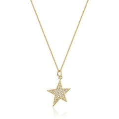 Colar Star Cravejada com Zircônias no Banho Ouro