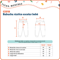 CE018 - Babucha escolar BEBE - 24 y 36 meses - Rústico - Naranja Mandarina Mayorista