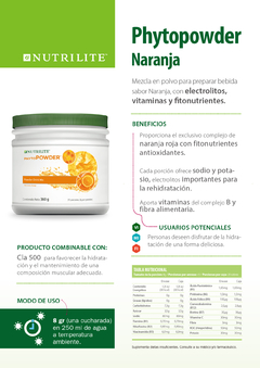 Vitamina Phytopowder Sabor Naranja HIDRÁTATE CON UNA DELICIOSA BEBIDA BAJA EN CALORÍAS SABOR NARANJA - comprar online