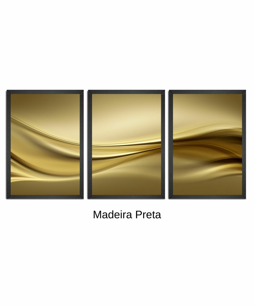 Trio Quadro Decorativo Abstrato Gold Moderno - Art Creative Quadros