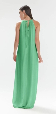 VESTIDO IÓDICE LONGO DECOTE PROFUNDO BORDADO VERDE - comprar online