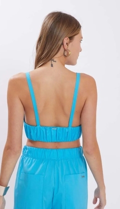 TOP IÓDICE JUSTO ALÇA DETALHE ELÁSTICO AZUL - Via Rosê Boutique