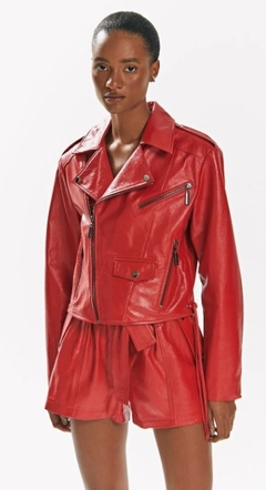 JAQUETA IÓDICE BIKER DETALHE ZÍPER VERMELHO - comprar online