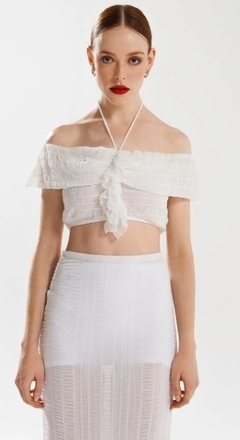 TOP IÓDICE CROPPED OMBRO A OMBRO DETALHE ALÇA OFF WHITE - comprar online